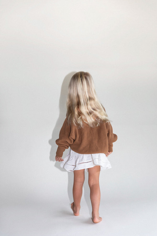 Kids Scoop Back Sweater | Caramel