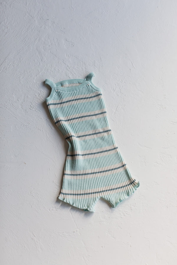 Kealia Knit Romper | Striped Aqua