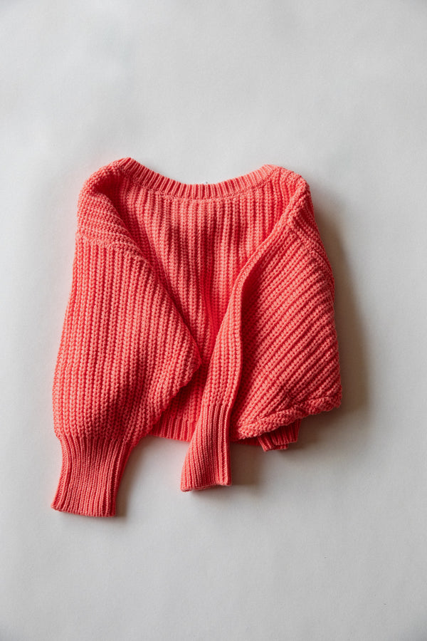 Kids Scoop Back Sweater | Coral