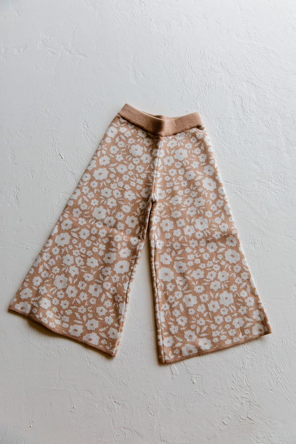Floral Knit Pants | Caramel