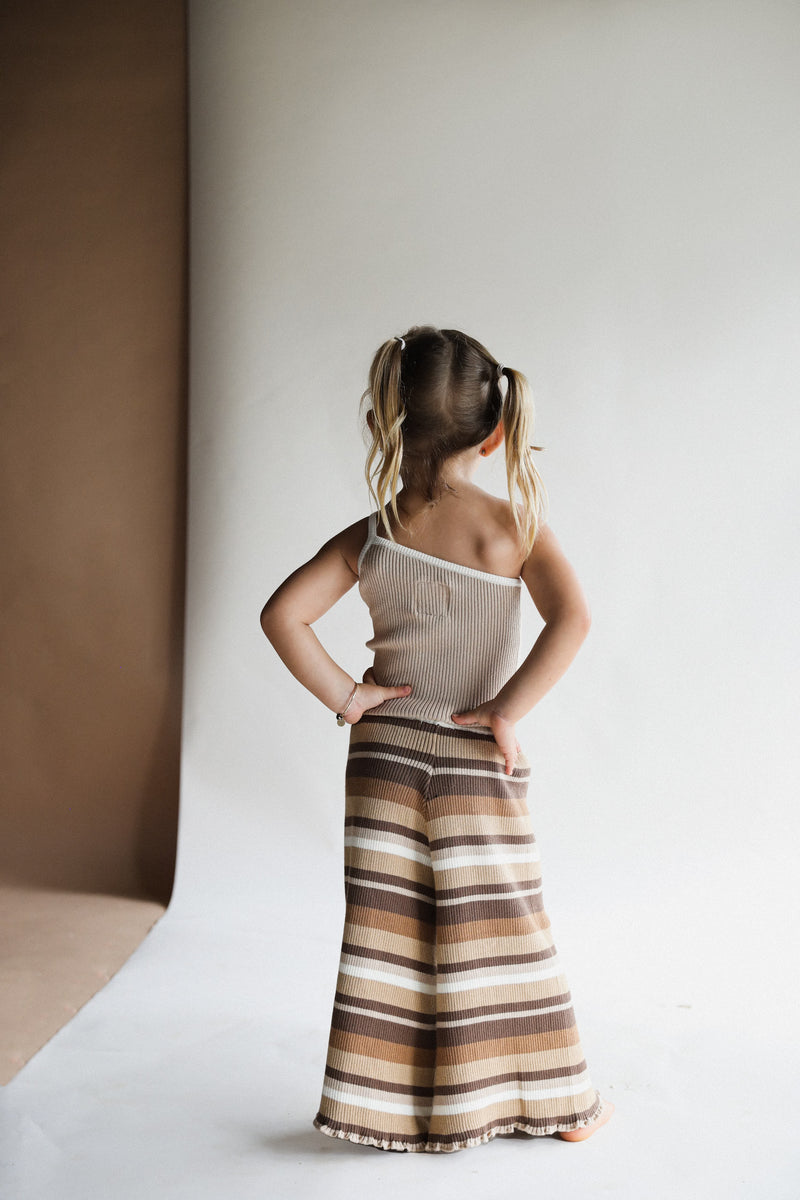 Ribbed Knit Pants | Brown Stripes