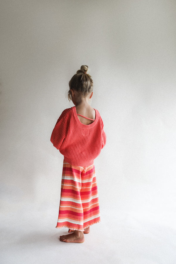 Kids Scoop Back Sweater | Coral