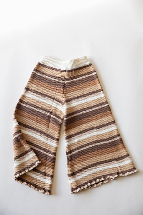 Ribbed Knit Pants | Brown Stripes