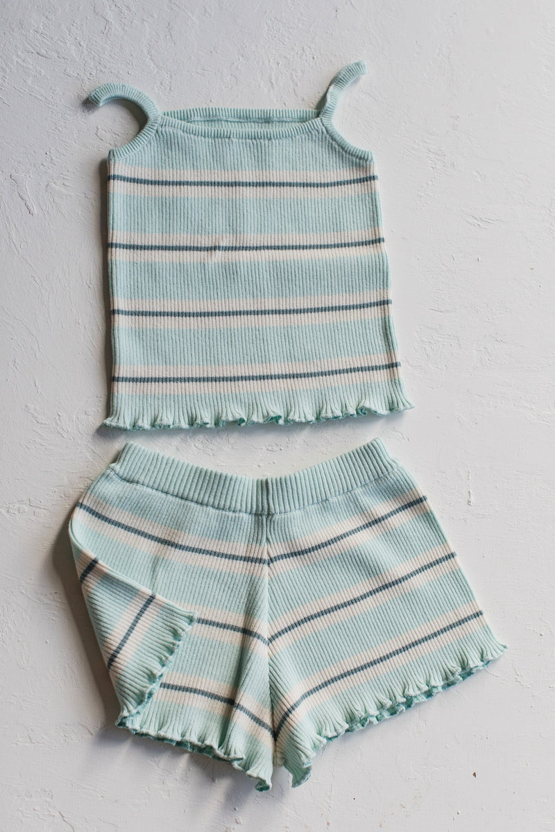 Kealia Knit Set | Striped Aqua