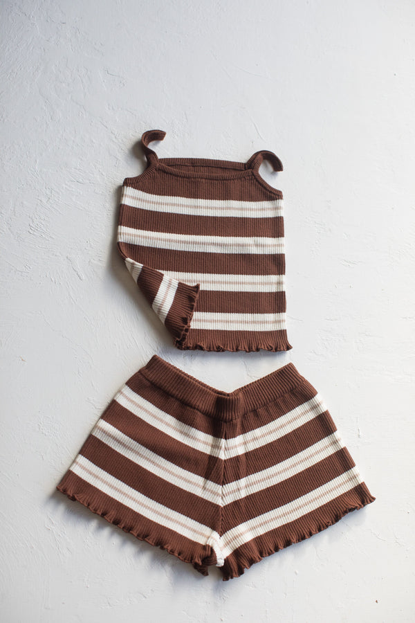 Knit Kealia Set | Striped Chocolate