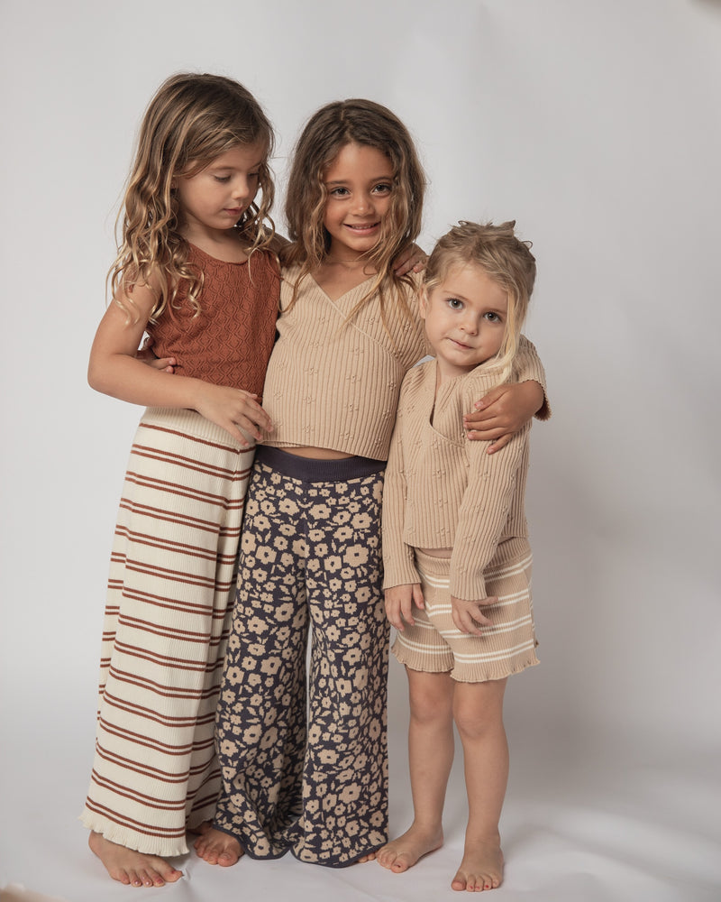 Floral Knit Pants | Navy