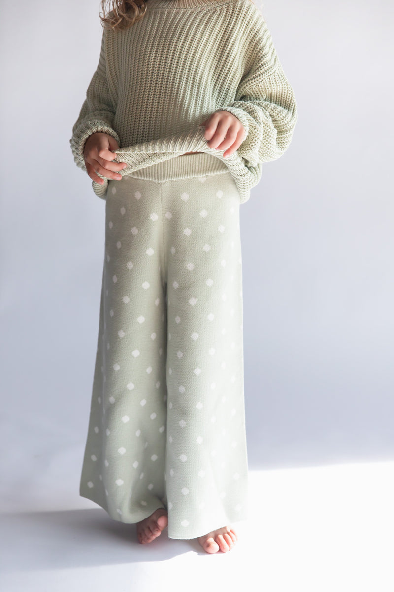 Knit Polka Dot Pants | Mint