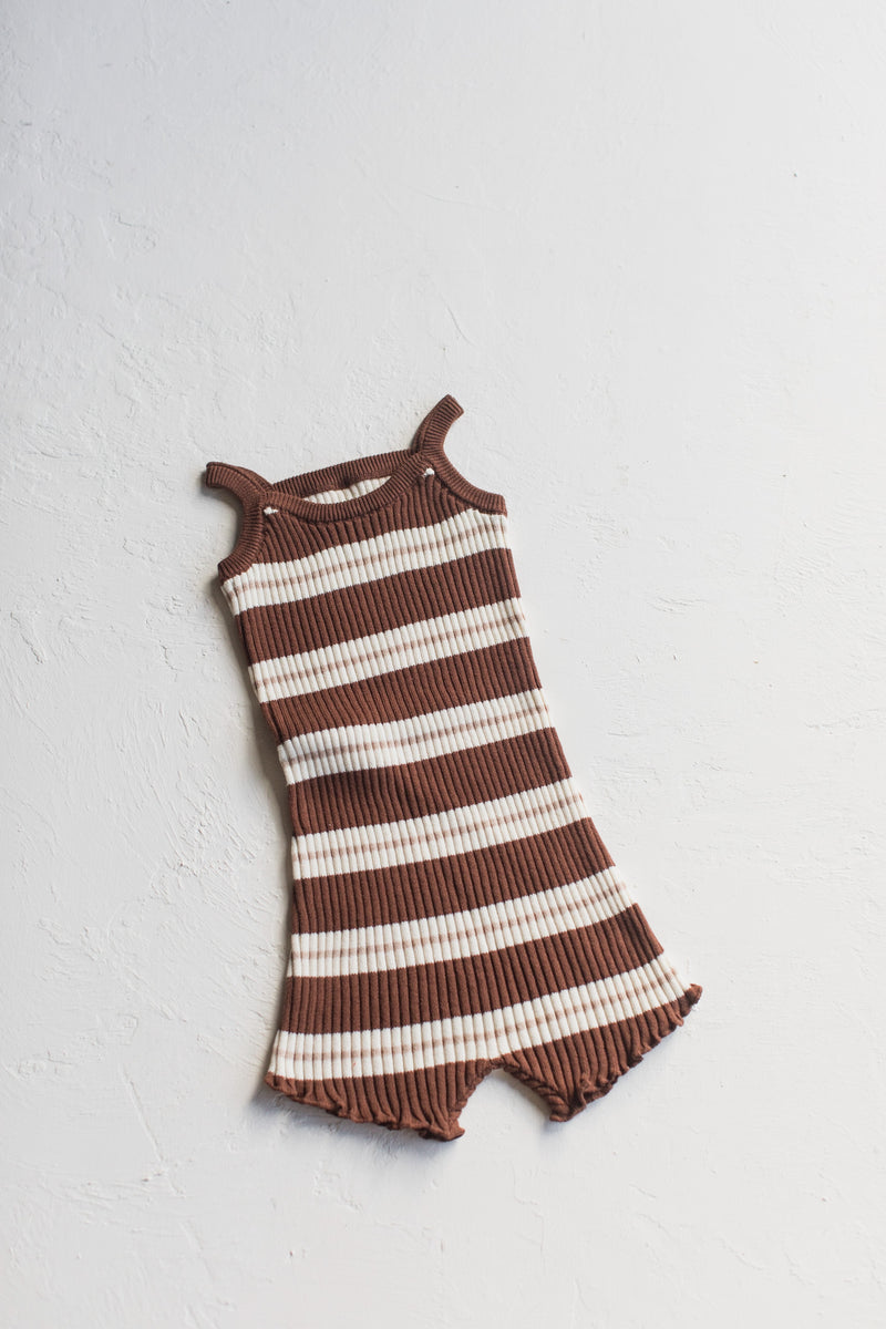 Kealia Knit Romper | Striped Chocolate