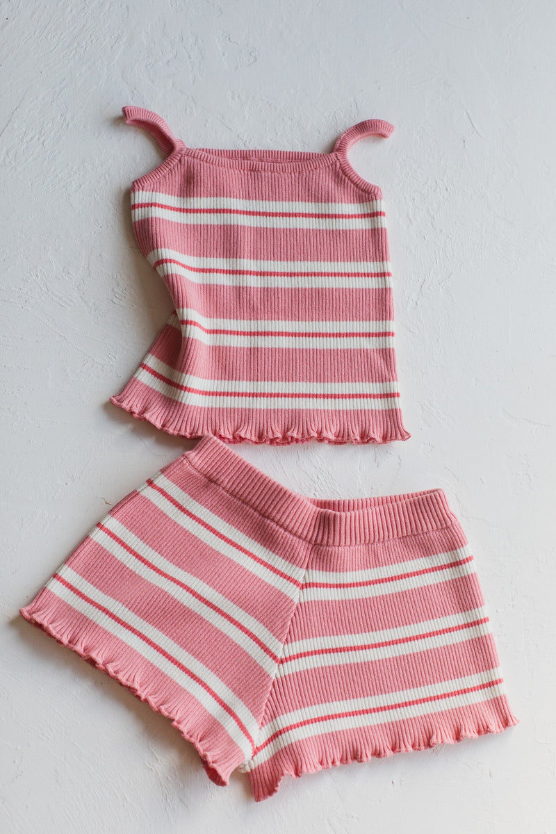 Kealia Knit Set | Striped Coral